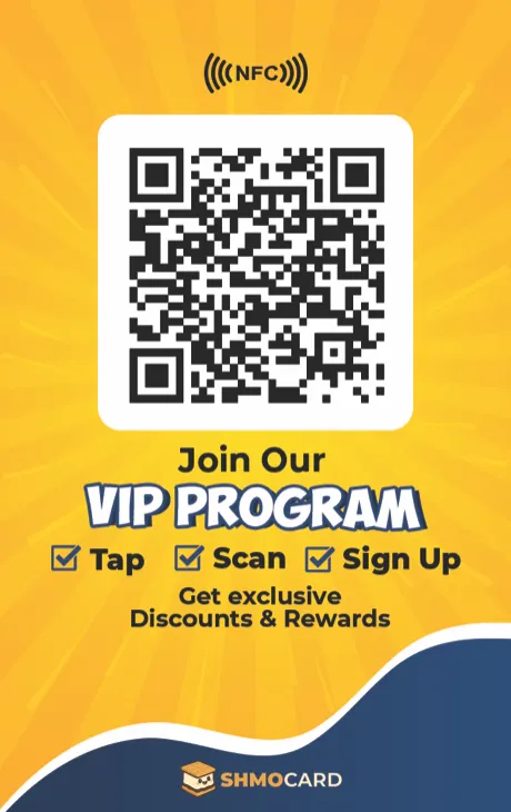 Custom Big Dog Pawn badge back artwork with its VIP program QR code and tap symbol